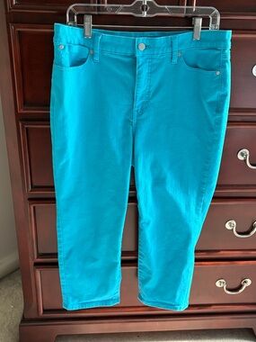 Talbots Straight Leg Cropped Turquoise Jeans